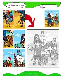 Puzzle Kes Yapıştır Çalışma Sayfaları